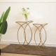 Glitzhome Gold Metal Nesting Accent End Table/Coffee Table with Glass Top, Set of 2