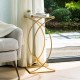 Glitzhome Gold Metal Nesting Accent End Table/Coffee Table with Glass Top, Set of 2