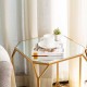 Glitzhome Gold Metal Nesting Side & End Accent Tables with Glass Top, Set of 2