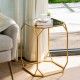 Glitzhome Gold Metal Nesting Side & End Accent Tables with Glass Top, Set of 2