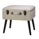 Glitzhome 19.70"L Seashell White Velvet Upholstered Storage Stool with Black Solid Rubberwood Legs