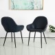 Glitzhome Mid-Century Modern Navy Blue Leatherette Dining Armchair, Set of 2