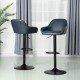 Glitzhome Mid-Century Modern Navy Blue Leatherette Gaslift Adjustable Swivel Bar Stool, Set of 2