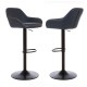 Glitzhome Mid-Century Modern Navy Blue Leatherette Gaslift Adjustable Swivel Bar Stool, Set of 2