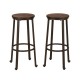 Glitzhome Rustic Steel Pub Bar Table and Stools with Elm Wood Top (1 Tabel+2 Stools)