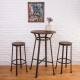 Glitzhome Rustic Steel Pub Bar Table and Stools with Elm Wood Top (1 Tabel+2 Stools)