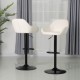 Glitzhome Mid-Century Coconut Milk White Leatherette Gaslift Adjustable Swivel Bar Stool, Set of 2