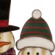 Glizhome 29.92"H Metal Snowman Family Yard Stake or Wall Decor with Plaid Scarfs
