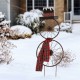 Glizhome 36"H Rusty Metal Bike Wheel Snowman Yard Stake or Wall Decor with Plaid Scarf