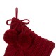 Glitzhome 24"L Knitted Polyester Christmas Stocking w/Pom Pom Ball - Red