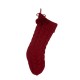 Glitzhome 24"L Knitted Polyester Christmas Stocking w/Pom Pom Ball - Red