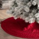 Glitzhome 52"D Knitted Acrylic Christmas Tree Skirt - Red