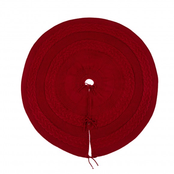 Glitzhome 52"D Knitted Acrylic Christmas Tree Skirt - Red