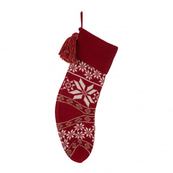 Glitzhome 24"L Knitted Acrylic Christmas Stocking w/Snowflake