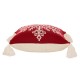 Glitzhome 18"L*18"W Knitted Acrylic Red Pillow Cover with Tassels