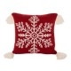 Glitzhome 18"L*18"W Knitted Acrylic Red Pillow Cover with Tassels