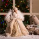 Glitzhome Handmade Faux Fur Angel Christmas Treetop Ornament Decoration 12" H - White