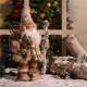 Glitzhome Handmade Faux Fur Santa Figurine Christmas Holiday Decoration Ornaments Gray 12-inch