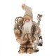 Glitzhome Handmade Faux Fur Santa Figurine Christmas Holiday Decoration Ornaments Gray 12-inch