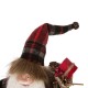 Glitzhome Handmade Plaid Santa Claus Figure Christmas Decoration Ornaments Holiday Decor 12-inch