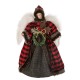 Glitzhome Handmade Plaid Angel Christmas Treetop Ornament Decoration 12" H - Red & Black