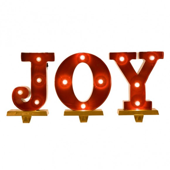 Glitzhome Christmas Stocking Holder 8.46"H "JOY" Stocking Holder Set