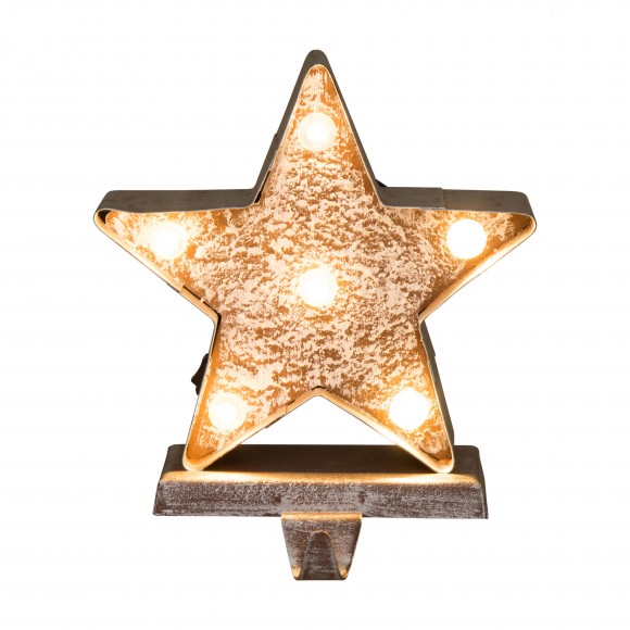 Glitzhome 7.50"H Marquee LED Wooden/Metal Star Stocking Holder