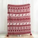Glitzhome 50"L*60"W Knitted Acrylic Red Throw Blanket w/Tassels