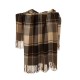 Glitzhome Plaid Woven Throw Blanket Winter Lattice Shawl Wrap with Tassels, Khaki, 50 × 60 Inch