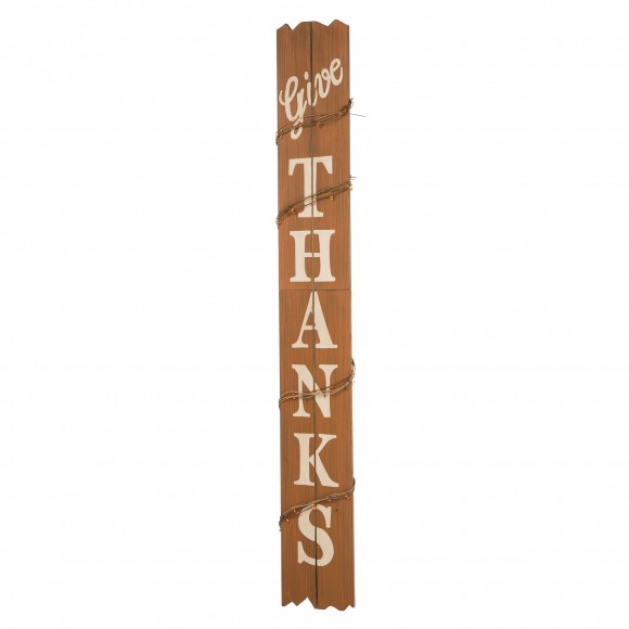 Glitzhome 51.57" H Wooden "Give THANKS" Porch Sign Board with Cane Decoration