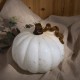 Glitzhome 7.09"H Hand Blown Golden/White Glass Pumpkin Decor