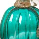 Glitzhome 5.51"H Hand Blown Turquoise Crackle Glass Pumpkin Decor