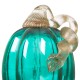 Glitzhome 5.51"H Hand Blown Turquoise Crackle Glass Pumpkin Decor