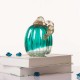 Glitzhome 5.51"H Hand Blown Turquoise Crackle Glass Pumpkin Decor