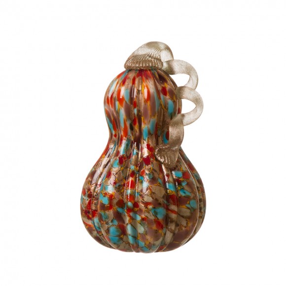 Glitzhome 9.06"H Hand Blown Multi Dots Glass Gourd Decor