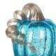 Glitzhome 6.1"H Hand Blown Blue Glitter Glass Pumpkin Decor