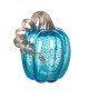 Glitzhome 6.1"H Hand Blown Blue Glitter Glass Pumpkin Decor