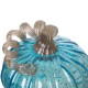 Glitzhome 5.51"D Hand Blown Blue Glitter Glass Pumpkin Decor