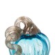 Glitzhome 8.46"H Hand Blown Blue Glitter Glass Pumpkin Decor