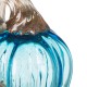 Glitzhome 8.46"H Hand Blown Blue Glitter Glass Pumpkin Decor