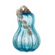 Glitzhome 8.46"H Hand Blown Blue Glitter Glass Pumpkin Decor