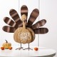 Glitzhome 12.28" L Wooden Metal Turkey Table Decor Thanksgiving Decorative