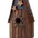 Glitzhome 12.4 Inch Height Wooden Patriotic Distressed Garden Birdhouse with Stars