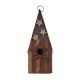 Glitzhome 12.4 Inch Height Wooden Patriotic Distressed Garden Birdhouse with Stars