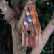 Glitzhome 12.4 Inch Height Wooden Patriotic Distressed Garden Birdhouse with Stars