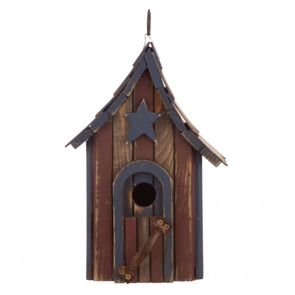 Glitzhome 10.04"H USA Patriotic Hand Painted Wood Birdhouse