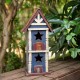 Glitzhome 12.6"H Hanging Patriotic Two-Tiered Distressed Wooden/Iron Garden Birdhouse