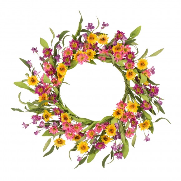 Glitzhome 24"D Artificial Chrysanthemum Wreath