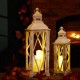 Glitzhome Farmhouse Decorative Wood/Metal Lanterns, Set of 2
