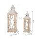 Glitzhome Farmhouse Decorative Wood/Metal Lanterns, Set of 2